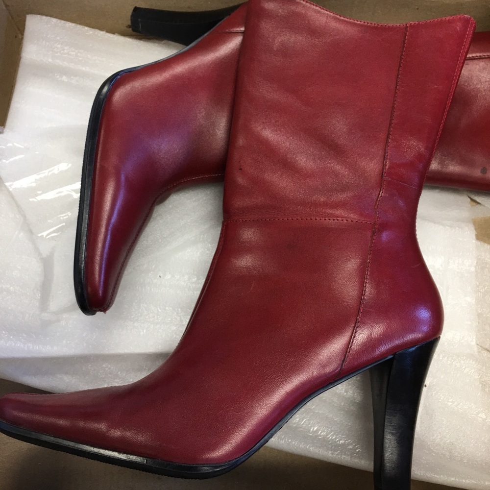 RSVP red boots real leather size 5